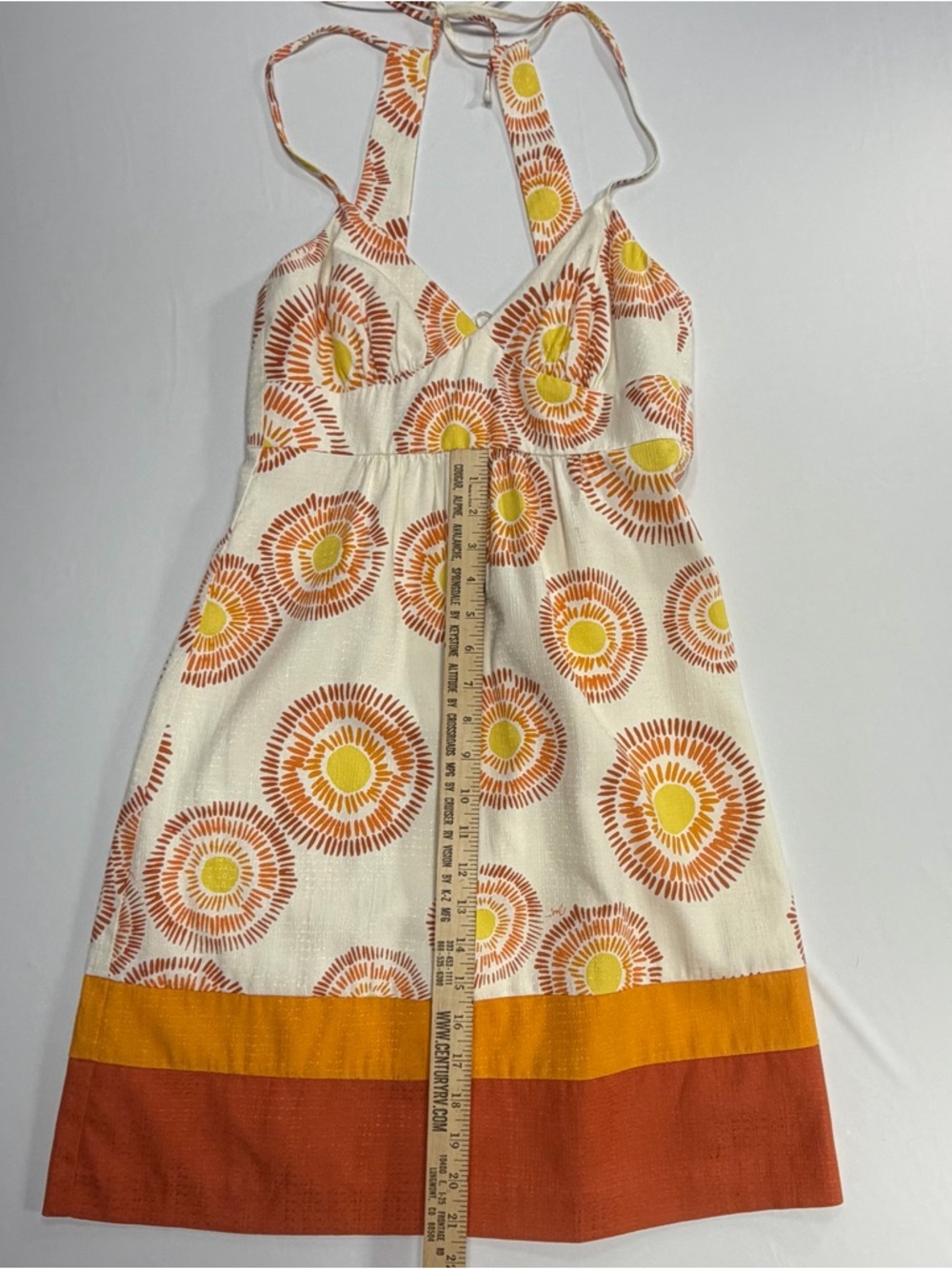 Trina Turk Mini Dress Orange Yellow Sunburst Womens Size 2 Halter Boho Beach - Picture 5 of 13